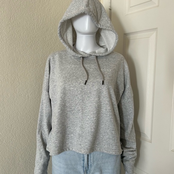 Roxy heather gray Soft Pullover Boxy Long Sleeve Hoodie Sweater Size Large - Picture 1 of 11